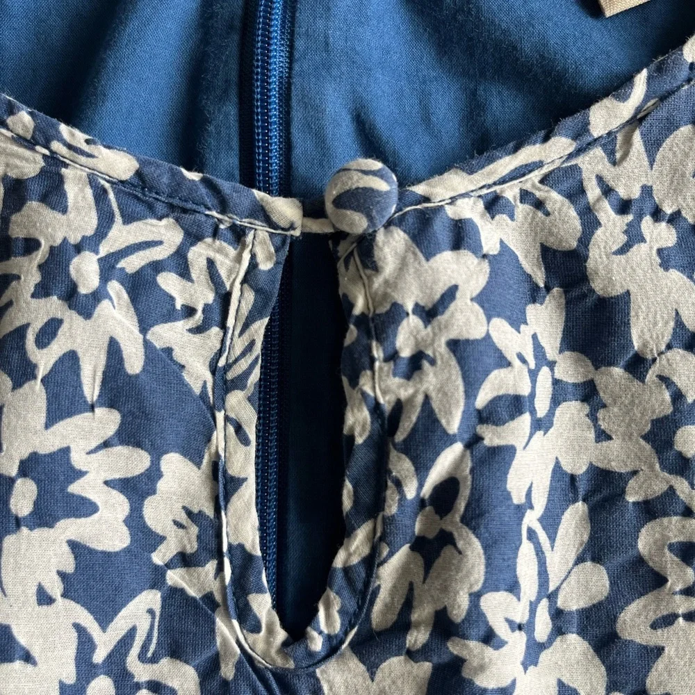 Brooks Bros Blue/White Floral Sleeveless Cotton/Silk Dress Preppy Office Sz 4